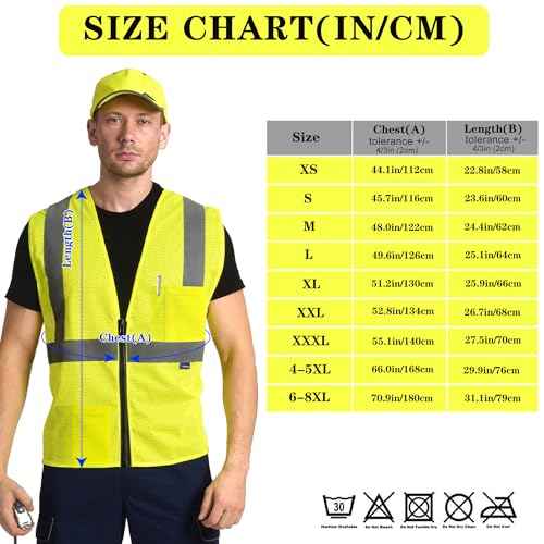 AYKRM 2 Pockets Reflective Safety Vest High Visibility Class II Mesh Vest for Women & Men Meets ANSI Standards