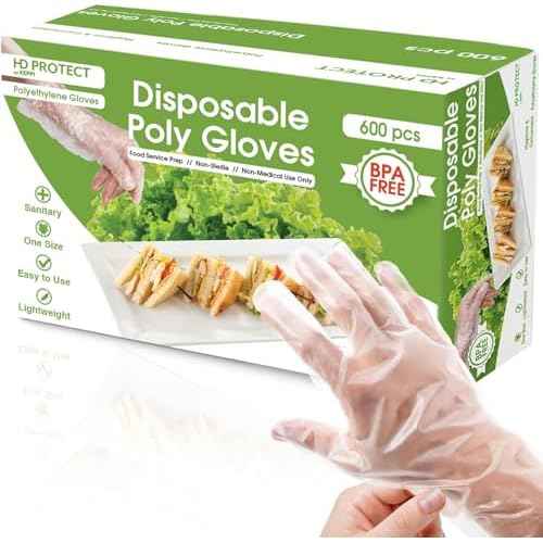 Keppi 600 Pack Disposable Food Prep Gloves ? Clear Polyethylene, Latex-Free, BPA-Free, Powder-Free ? Bulk Kitchen Cooking, Catering, BBQ, Baking, Restaurant, Food Handling & Serving Gloves