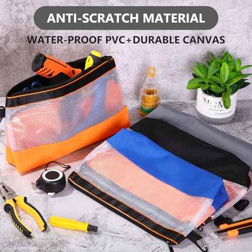 Paterr 16 Pcs Zipper Clear Tool Bag Bulk Small Tool Bag, Heavy Duty Clear Pouch, Multipurpose Waterproof Storage for Men Women Electrician, 4 Color(11.8 Inch)