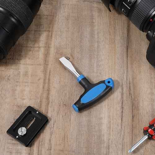 Large Flat Head Screwdriver 10 mm T Handle Flathead Screw Drivers Assembly Tool Small Flat Head Screwdrivers for Slotted Screw Used On Quick Release Plate or Camera Tripod Monopod, Wide Blade