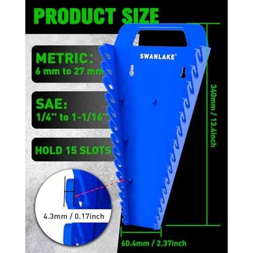 SWANLAKE Magnetic Wrench Organizer Toolbox Holder, 2-Pack SAE (1/4'' to 1-1/16''), Metric (6mm to 27mm) Ratchet Wrench Organizers, Total Hold 30 Slots Wrench Holders for Tool Box