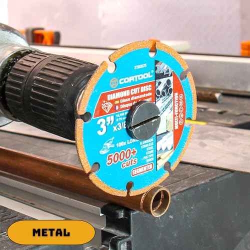 Diamond Cutting Wheel 3 x 3/8 Inch for Metal, Cut Off Wheel with 5000+ Cuts on Rebar, Steel, Iron and INOX 3" Diamond Cutting Discs (Segmented Edge)