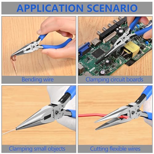 Needle Nose Pliers, mshandto Long Nose Pliers for Wire Bending, High Carbon Steel Needle Nose Plier, Serrated Jaw Pliers for Jewelry Making Electronics Repair Object Grasping Craft Making