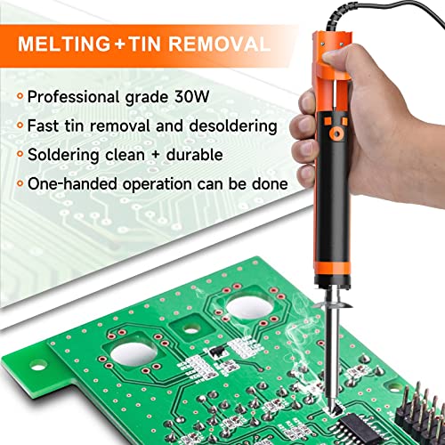 Preciva 929D-V Electric Desoldering Iron Solder Sucker, Portable Desoldering Gun,110V Desoldering Pumps with Desoldering Nozzles 1.0mm 1.2mm for Through-Hole Desoldering
