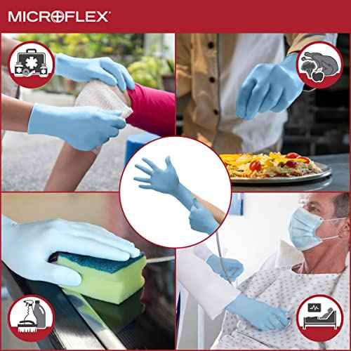 Ansell MICROFLEX 10-733 Daily Defense Disposable Nitrile Gloves for Cleaning, Food Prep, First Aid