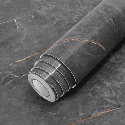 WADILE Peel and Stick Marble Wallpaper 15.7" x 78.7" ? Glossy Self Adhesive Vinyl Contact Paper for Kitchen Backsplash, Countertops, Furniture, DIY Projects, Waterproof