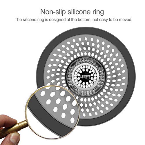 LEKEYE Silver Stainless Steel Drain Hair Catcher for Bathtub Shower Drain Protector