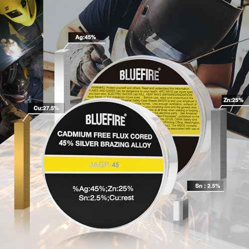 BLUEFIRE JAGP-45 Safety 45% Ag 1/16 Silver Low Temperature Solder Brazing Alloy Coil Easy Welding Rods Simple Soldering Coil for Brass Steel and Copper Brazing£¨No Flux£©