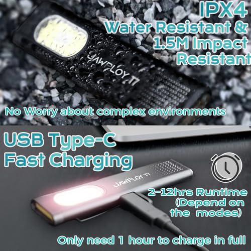 Pocket Flashlight Rechargeable EDC Flashlight, 675LM£¬ Dual Light Source with 7 Modes/Red & Blue Strobe, Clip-on Light, IPX4 Magnetic LED Flashlight for Emergency, Signaling/Cycling/Outdoor