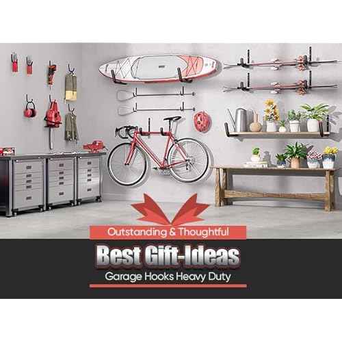 Nacial 24 Pack Garage Hooks Heavy Duty, 3.5" Garage Wall Hook with EVA Pads, 100LBS Capacity Hooks for Hanging Bikes, Kayak Folding Chairs and Hanging Ladders