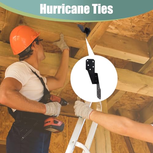 Mixiflor 30 Pack Heavy Duty Hurricane Ties with Black Powder-Coated for Wood Structures