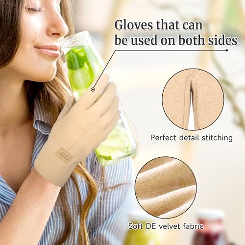 2 Pcs Castor Oil Pack Wrap for Hands, Organic Castor Oil Wrap Castor Oil Gloves for Wrist Arthritis and Carpal Tunnel Khaki(Oil are Not Include)