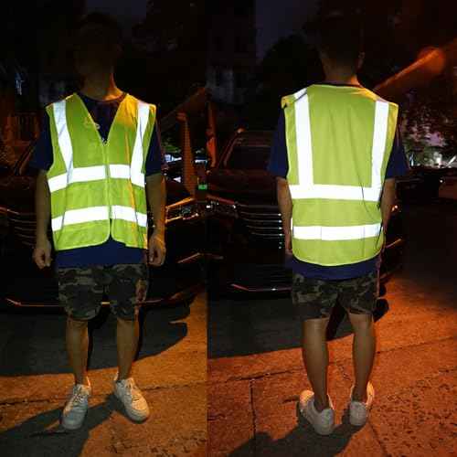 High Visibility Reflective Safety Vest for Men and Women,Construction Work Vest with Pocket,Fluorescent Yellow
