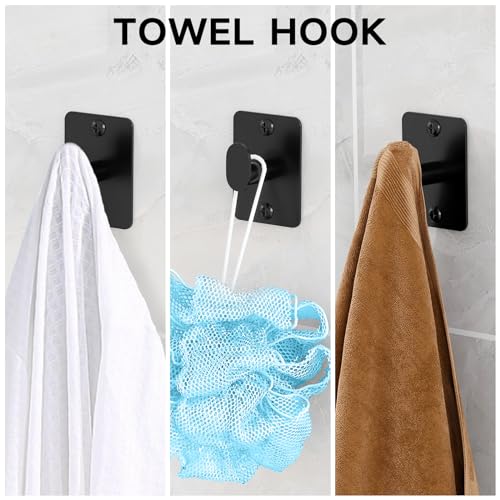 Black 24 Inch 4-Piece Bathroom Accessories Set - Towel Bar, Ring, Holder & Hook