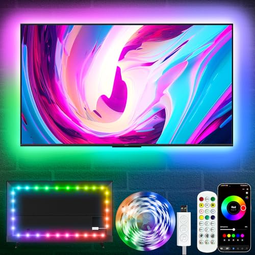 KSIPZE 16.5FT LED TV Backlight Strip for 45-75 Inch Screens RGB Smart App & Button Control