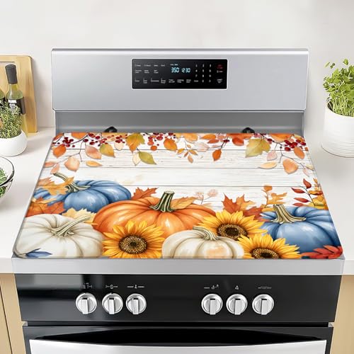Seimip Hello Fall Pumpkin 28x20 Silicone Stove Top Cover — Heat-Resistant Glass Cooktop Pad