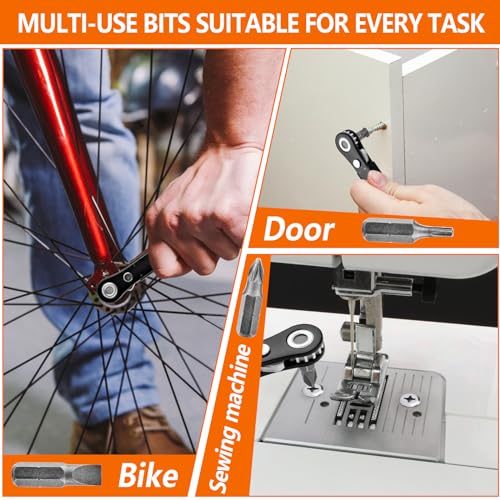 Right Angle Screwdriver Set Mens Gifts, Mini Ratcheting 90 Degree Offset Screwdriver Pocket Mini Low Profile Ratchet Wrench Bit Socket Set Sewing Machine Tool Stocking Stuffers Mens Gifts for Him