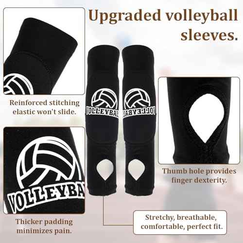 1 Pair Arm Sleeves Volleyball, Passing Hitting Forearm Sleeves with Protection Arm Pads and Thumb Hole