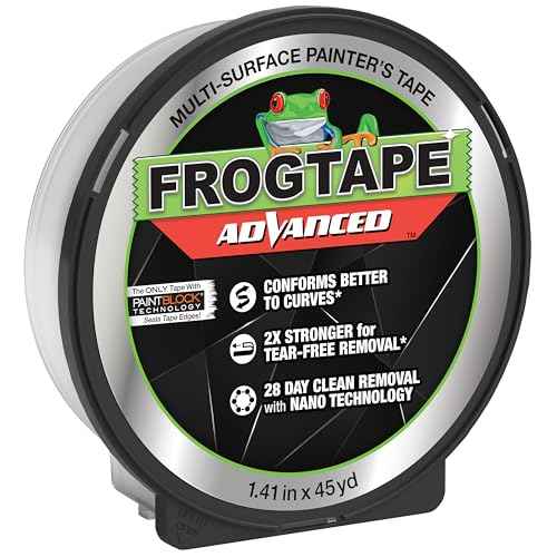 FrogTape Advanced Painters Tape, 1.5 Inch Wide (1.41-Inch x 45-Yard) Multi-Surface Tape with PAINTBLOCK, Conforms Around Curves & Contours, Tear-Free Removability, 1 Roll, Green