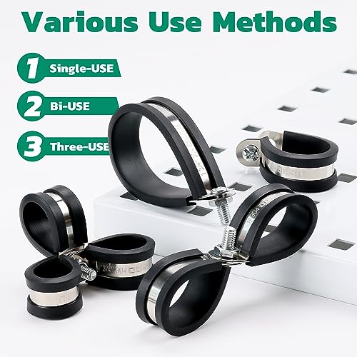125PCS Cable Clamps Assortment Kit - Rubber Coated, 12 Sizes for Indoor & Outdoor Use