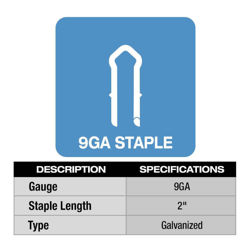 Milwoukee for Milwaukee MPU2-960 2"" 9 Gauge Hot Dipped Galvanized Staples,Fence Stapler,Cable Staples - 960 PC