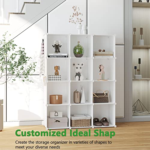 C&AHOME Milky 12-Cube Storage Organizer Shelf Units for Closet & Home
