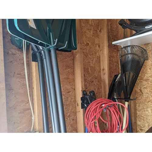 4 Pack Garage Storage Organizer for Tool Organization Heavy-Duty Solid Steel Wall Hanger for Garden Tools - Shovel Holder, Rake Broom Yard Wall Mount Hooks - Overhead Garage Storage Rack