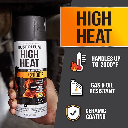 Rust-Oleum High Heat Spray Paint Flat Black 12oz - Automotive Heat Resistant Coating