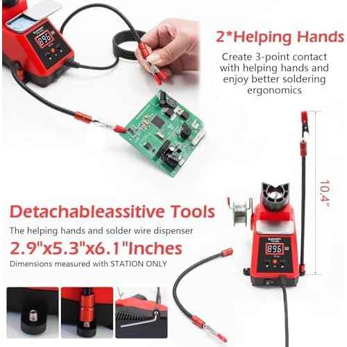 60W Digital Display Soldering Iron Station with 2 Helping Hands, ¡ÆC/¨¬F Conversion, Auto Sleep & Calibration Support