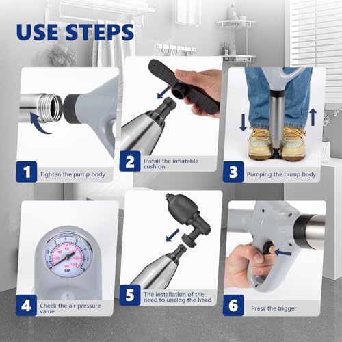 MaxxGeek High Pressure Toilet Plunger & Drain Blaster - Unclog Toilets & Sinks