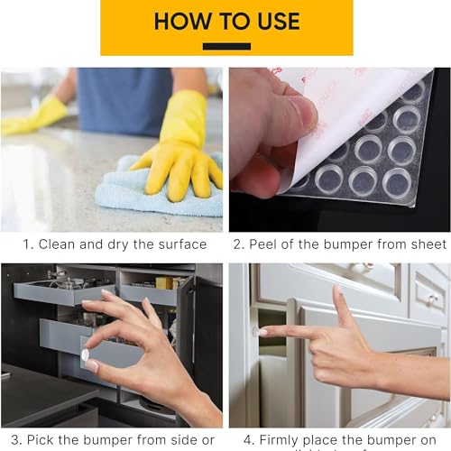 Vellax 104-Count Clear Silicone Cabinet Door Bumpers - Noise & Scratch Protection