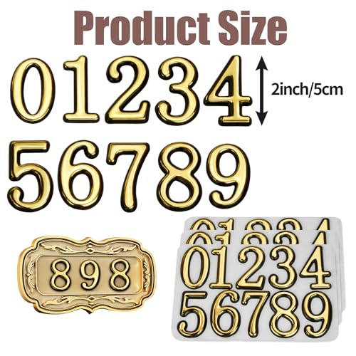 Opasyo Gold 2-inch Self-Adhesive 3D Mailbox Numbers Set - 30 Pieces