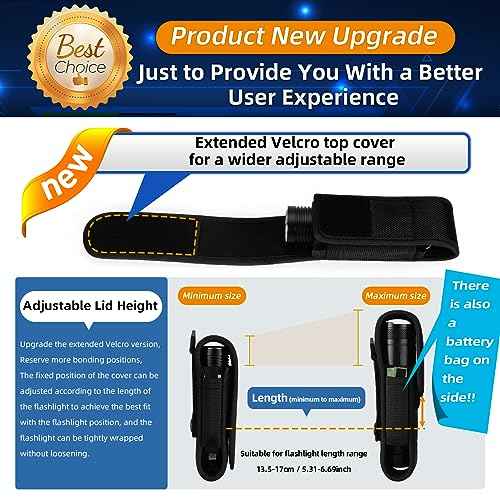 Flashlight Holster Tactical Flashlight Holster Flashlight Holder Molle, Adjustable Telescopic Flashlight Holster