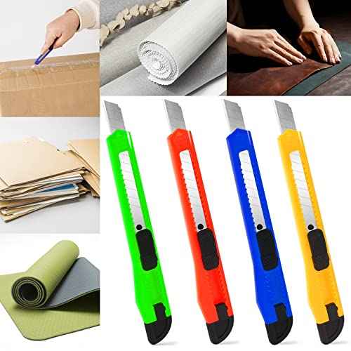 8 Pack Box Cutter Utility Knife, 9mm Snap-off Box Cutter Retractable for Opening Packages Cartons, Boxes, Disposable Box Cutters Exacto Knife Perfect for Office and Home use