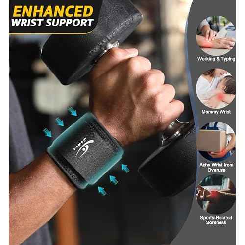 HiRui Wrist Compression Strap Wrist Brace Wrist Wraps for Fitness, Weight Lifting, Tendonitis, Carpal Tunnel Arthritis, Pain Relief, Great Support for Men Women, Adjustable (2 PCS)