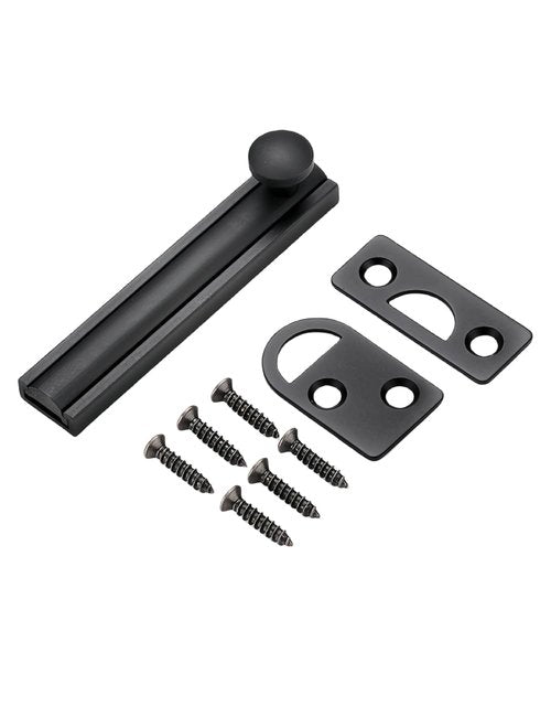 uvbwsBlack 3-inch Solid Brass Surface Bolt Door Sliding Bolt Lock, Heavy-Duty Concealed Sliding Surface Door Bolt, Used for The top of Door Sliding Lock.