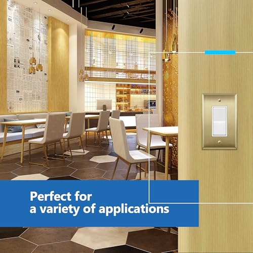 LIDER Brushed Brass Metal Wall Receptacle Switch Plate - 1-Gang, Mid-Size, Pack of 1
