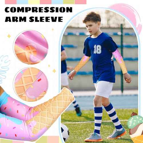Ice Cream Baseball Arm Sleeves Cone Compression Arm Sleeves for Adult Sport Baseball Football