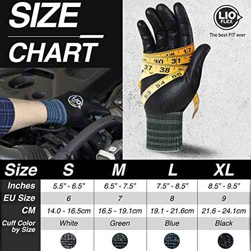 Safety Work Gloves with Touchscreen Fingers, 3 Pairs Thin & Lightweight Working Gloves, Ideal for Warehouse Workers, Delivery Drivers, Nitrile Foam Coated Grip Gloves for Women and Men (Black, M)
