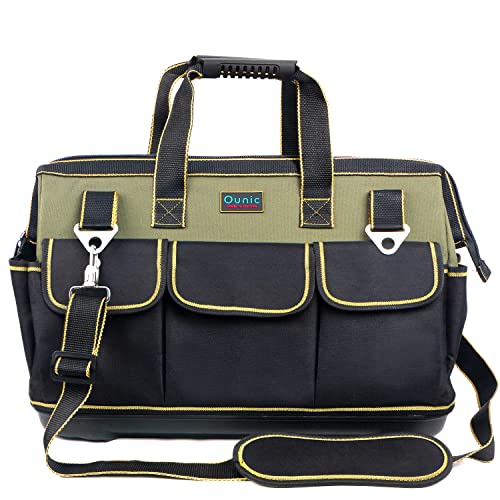 Tool Bag, Ounic 20 Inch Large Tool Bag Heavy Duty With Wide Mouth and Waterproof Strong Molded Base, Heavy Duty Tool Bags Organizer with Adjustable Shoulder Strap Specially Designed for Various Tools