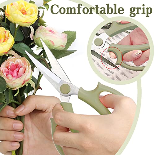OJYUDD Green 3Pcs Garden Flower Scissors Pruning Shears Stainless Steel with Handle