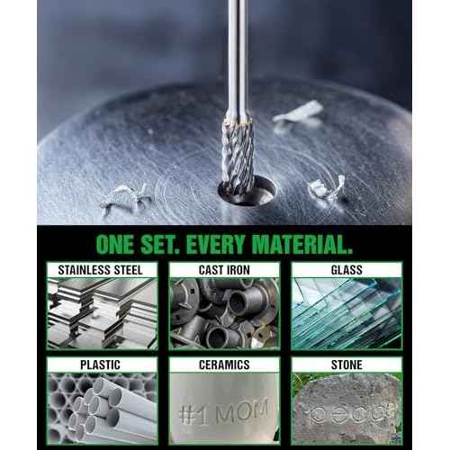 1/8" Carbide Burr Set ? 10 Pcs Double Cut Die Grinder Bits for Milling, Carving, Engraving, Drilling Wood & Metals ? YG-8x Carbide Drill Bit Set for Rotary Tools & Die Grinders