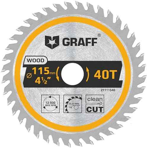 4-1/2 Inch Angle Grinder Circular Saw Blade for Wood, Plywood, Laminate, Drywall, Plastic ? 40-Teeth Wood Cutting Disc with 7/8 Inch Arbor from GRAFF