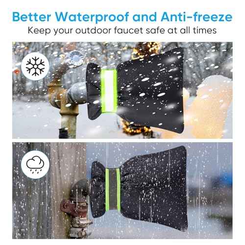 2Pack Outdoor Faucet Covers for Winter - Pro 6.7" W x 8.3" H Outdoor Water Faucet Cover Socks for Winter Freeze Protection Pipe Insulation Reusable Waterproof Insulated Spigot backflow Cover,Black