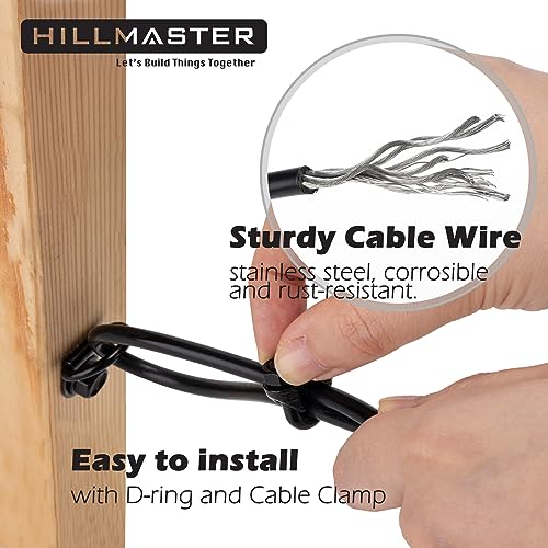 HILLMASTER 1 Pack Black Anti-Sag Fence Gate Support Cable Kit for Wooden Fence