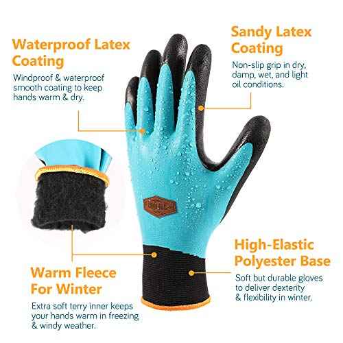 COOLJOB Waterproof Winter Freezer Gloves for Working Gardening Fishing Construction Worker, Double Coated Rubber for Warehouse Cold Refrigeration House, 1 Pair Large Blue