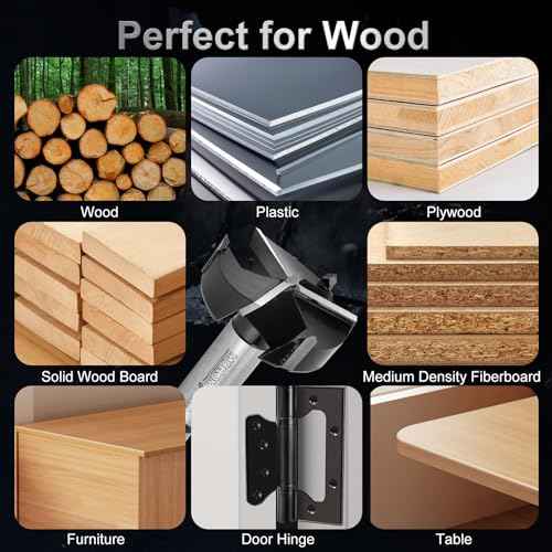 Mollom (44.5mm|1-3/4") Triple Flute Forstner Drill Bit for Woodworking with 3-Cutter YG8 Carbide Tipped of 2.0mm,Hinge Cutter Tool Kits for Hard Soft Wood, Plastic, Plywood