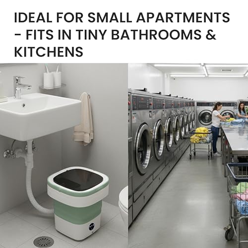 Simple Deluxe 16L Green Portable Foldable Washing Machine with Spin Basket and 3 Modes