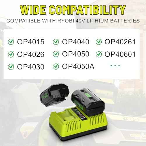 Dual Port OP401 Fast Charger Compatible with Ryobi 40V Battery OP4015 OP4026 OP4050 OP4060 Replacement Ryobi Charger 40V