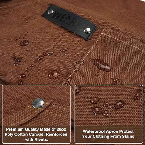 WEARXI Aprons for Men, Woodworking Apron with Tool Pockets, Canvas Work Apron for Woodworkers, Mechanics, Blacksmiths, Carpenters S-XXXL, Mens Aprons Gifts for Dad, Gifts for Men, Dad Gifts